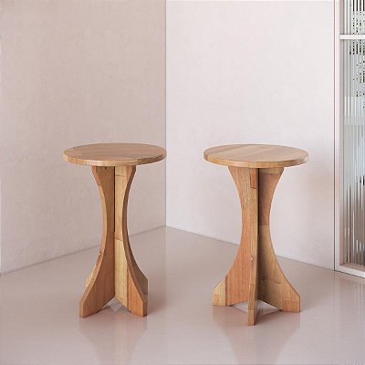 Conjunto 2 Banquetas Redondas Madeira Maciça Geovani