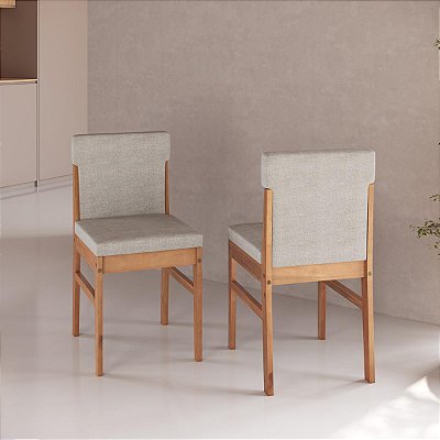 Conjunto 2 Cadeiras Madeira Maciça Estofadas Arezzo
