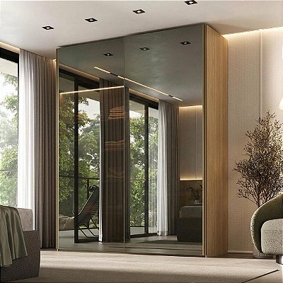 Guarda-Roupas Nilo 183,3cm 2 Portas de Correr Reflecta com Led