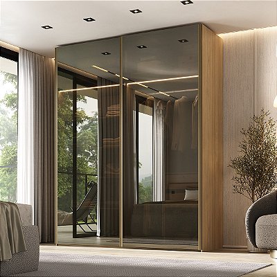Guarda-Roupas Nilo 183,3cm 2 Portas de Correr Reflecta com Led