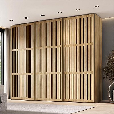 Guarda-Roupas Nilo 274,2cm com 3 Portas Ripadas 100% MDF