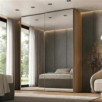 Guarda-Roupas Nilo 183,3cm 2 Portas de Correr Espelho 100% MDF