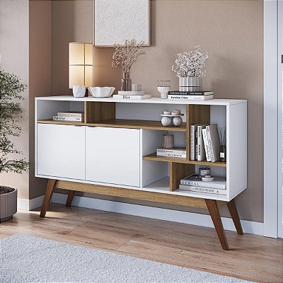 Buffet Aparador 135cm 2 Portas 1 Prateleira e 6 Nichos