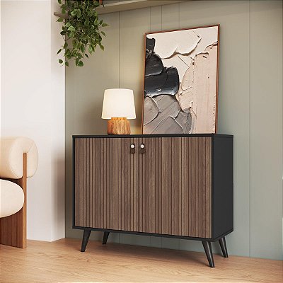 Aparador Buffet Retrô 90,3cm com 1 Prateleira e 2 Portas