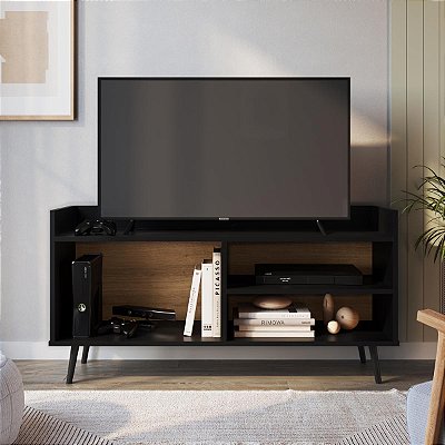 Rack Retro 120cm Tv Até 50 Polegadas com Prateleira