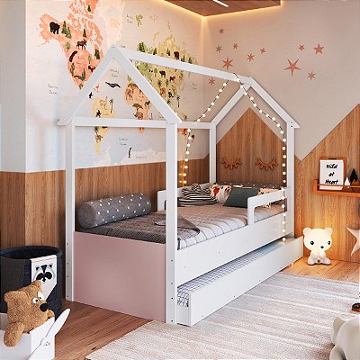 Cama Infantil Montessoriana 201x95cm com Cama Auxiliar