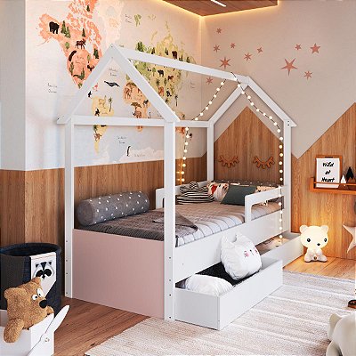 Cama Infantil Montessoriana 201x95cm com Gavetões Inferiores