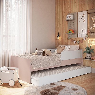 Cama Infantil 194x94,2cm com Protetores Laterais e Cama Auxiliar