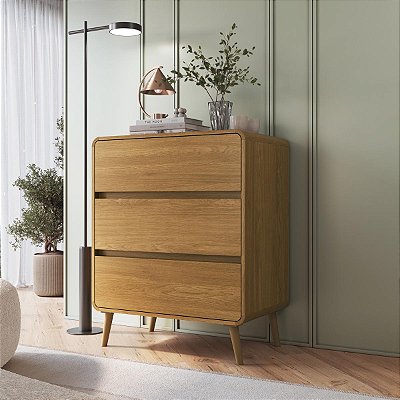 Cômoda Linha Curve 76,5x45cm 3 Gavetas com Cantos Arredondados