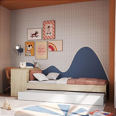 Cama Infanto Juvenil 239x82,9cm com Escrivaninha e Cama Auxiliar