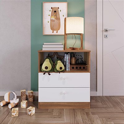 Cômoda Linha Aconchego 60,8x38,5cm 2 Gavetas com Nicho