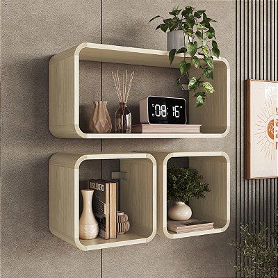 Conjunto 3 Nichos Linha Curve 62,5x24cm com Cantos Arredondados