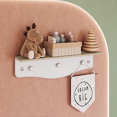 Prateleira Infantil Linha Encanto 68cm com Cabideiro