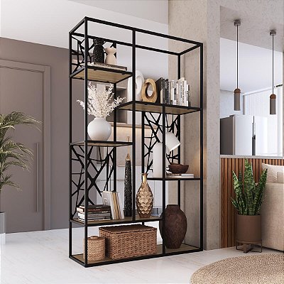 Estante Alta 122cm 6 Nichos com Pés em Metal