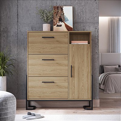 Sapateira Industrial 96x118cm 3 Gavetas com Porta e Pés em Metal