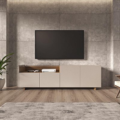 Rack para TV Até 55 Polegadas 180cm 4 Portas com Vidro