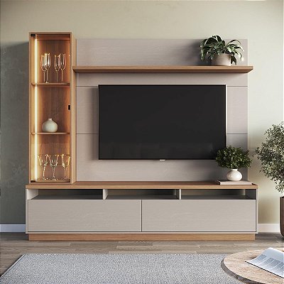 Estante para TV até 65 Polegadas com Cristaleira e Led 200x183cm