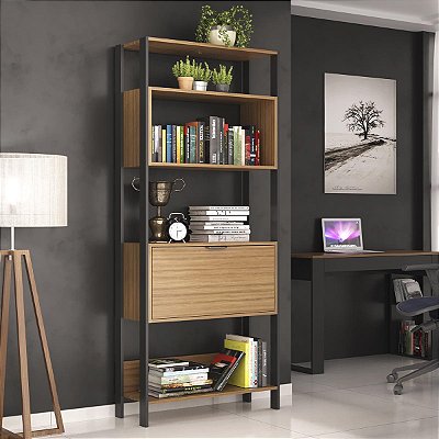 Estante para Escritório Home Office Industrial 73x183cm com Porta