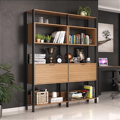 Estante para Escritório Home Office Industrial 144x183cm 2 Portas