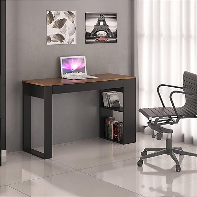 Mesa Escrivaninha Home Office 120x74cm com Gaveta e 2 Nichos