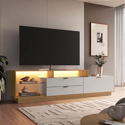 Rack TV até 55 Polegadas 200cm 2 Gavetas e Iluminação LED Urban