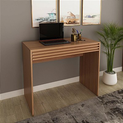 Escrivaninha em Ripado Moderna Home Office com Gaveta 90x74,5cm