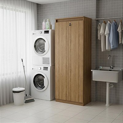 Armário Multiuso 60x160,5cm 2 Portas com Chave 4 Nichos