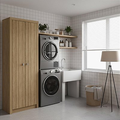 Armário Multiuso Moderno 60x171,5cm com 2 Portas e 5 Nichos