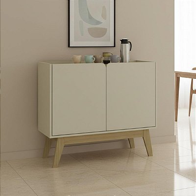 Buffet Aparador Moderno 90cm 2 Portas com Pés Madeira