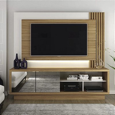 Rack com Painel para TV até 65 Polegadas 200cm 2 Portas Iluminação LED