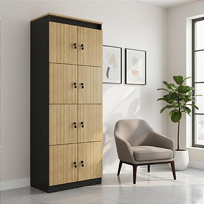Armário Locker Guarda Volumes 60x160cm 8 Portas com Chaves