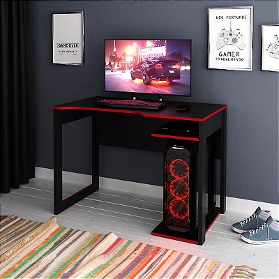 Mesa Escrivaninha Gamer com Prateleira e Espaço para CPU 105x74,5cm