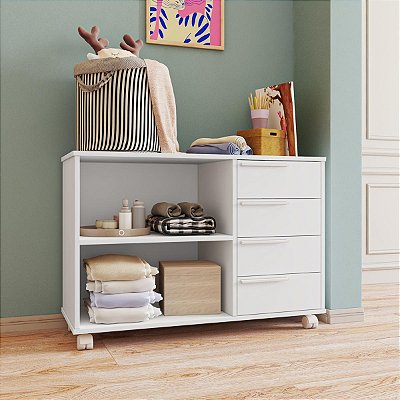 Balcão Infantil 90x62,5cm com 4 Gavetas e 2 Nichos