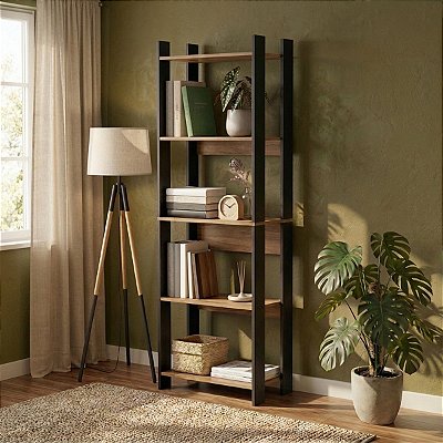 Estante para Livros Home Office/Escritório 63x178cm com 5 Prateleiras