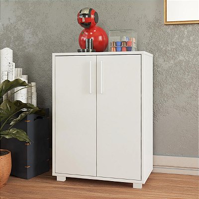 Balcão Compacto para Escritório 53,5x74cm com 1 Prateleira e 2 Portas