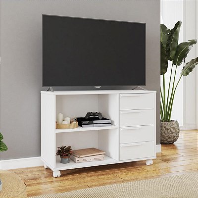 Rack para TV até 40'' Polegadas 90x62,5cm com 4 Gavetas e Rodízios