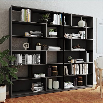 Estantes Livreiros Escritório Home Office 210x187,5cm com 24 Nichos