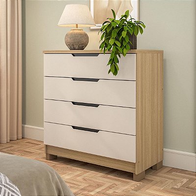 Cômoda Barcelona para Quarto em MDF 90x93cm com 4 Gavetas