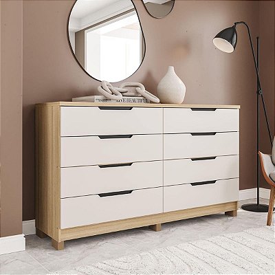 Cômoda Casal Barcelona em MDF 160x92,5cm com 8 Gavetas