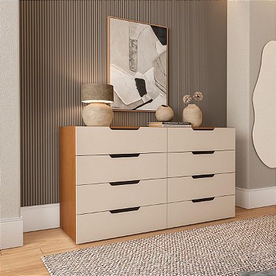 Cômoda Casal Madri Moderna para Quarto 150x84cm com 8 Gavetas