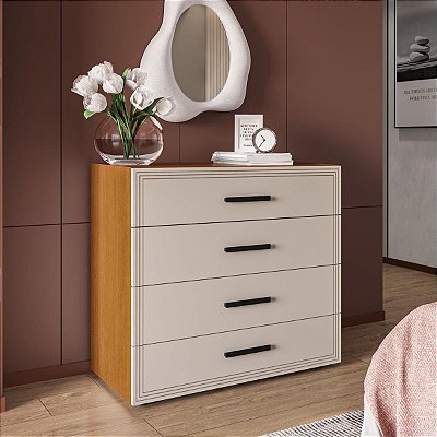 Cômoda Valência Compacta Organizadora 90x84cm com 4 Gavetas