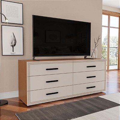 Cômoda Valência Moderna Organizadora 150x63cm com 6 Gavetas