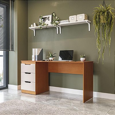 Mesa Escrivaninha Madri Escritório/Home Office 163x77cm 3 Gavetas