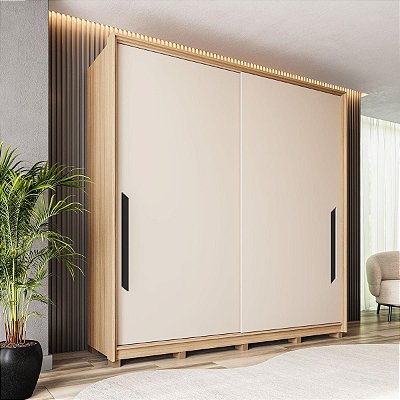 Roupeiro Barcelona MDF 177X235,5cm 4 Gavetas e 2 Portas de Correr