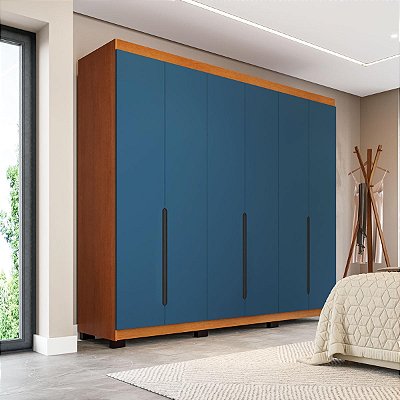 Roupeiro Casal Madri 242x214cm com 4 Gavetas 4 Prateleiras e 6 Portas
