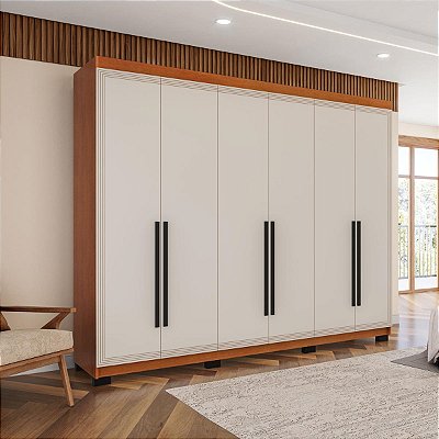 Roupeiro Casal Valência 242X214cm 4 Prateleiras 4 Gavetas e 6 Portas