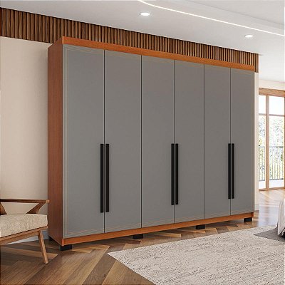 Roupeiro Casal Valência 242X214cm 4 Prateleiras 4 Gavetas e 6 Portas