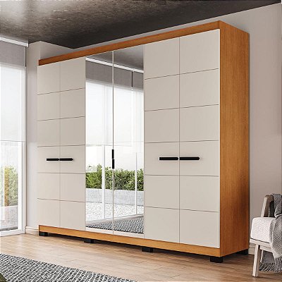 Roupeiro Casal Lisboa 242x214cm 4 Gavetas e 6 Portas com Espelho