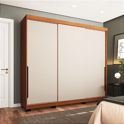 Roupeiro Madri 217x213cm com 4 Gavetas e 3 Portas de Correr