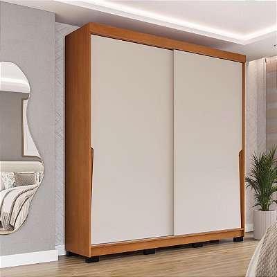 Roupeiro Solteiro Porto 177x213cm com 2 Portas de Correr e 2 Gavetas